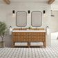 James Martin Vanities Malibu 72" Double Bathroom Vanity in Amber Birch with 3 cm White Zeus Quartz Top and Rectangular Sinks, , large