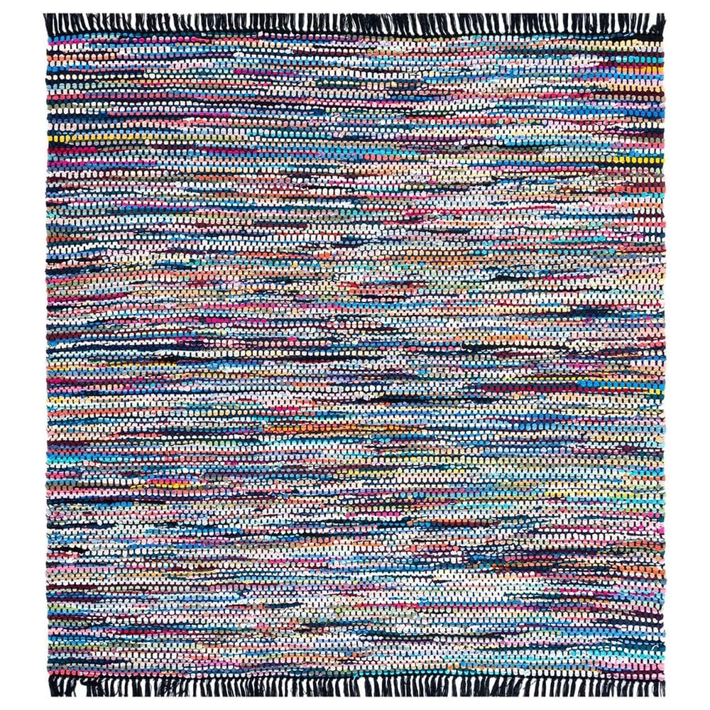 Safavieh Montauk 6" Square Black and Pink Area Rug, , large
