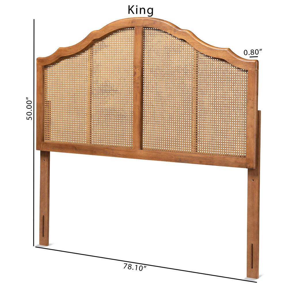 Baxton Studio Iris King Arched Headboard in Ash Walnut, , large