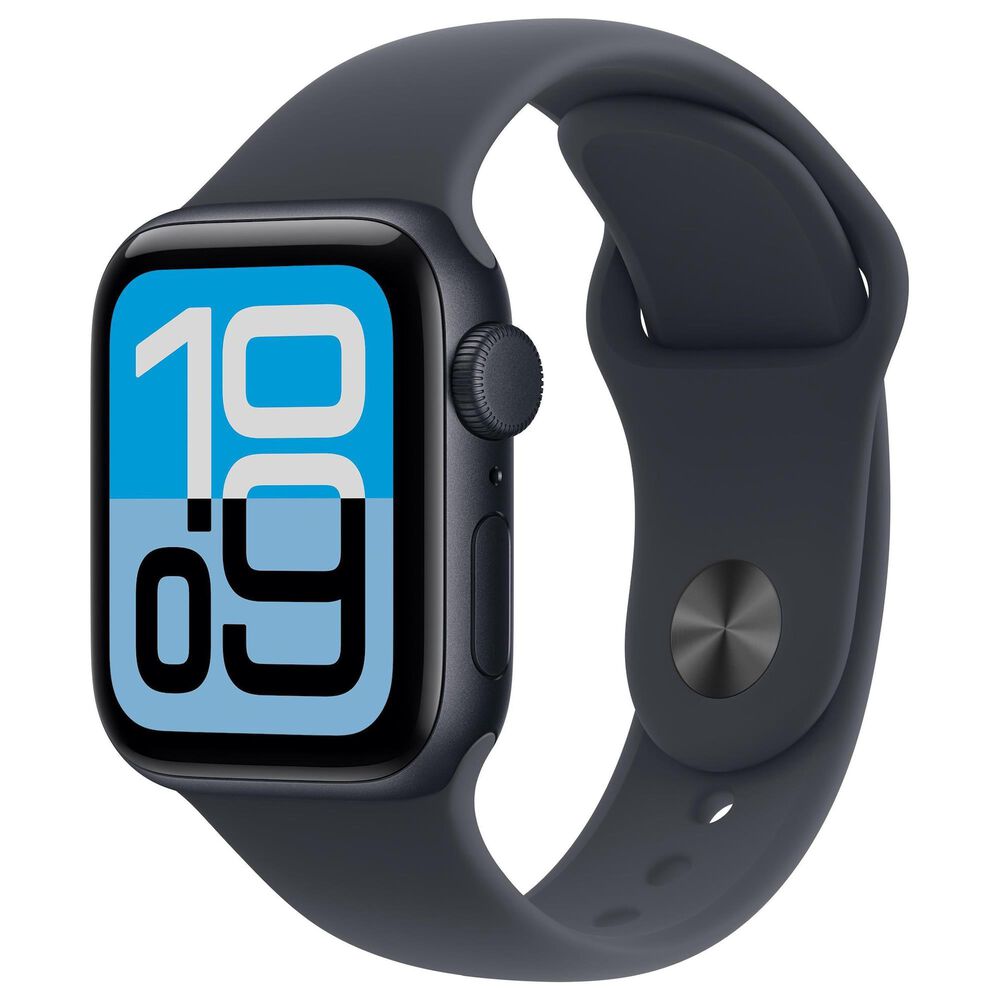 Apple Watch SE 3 (GPS) 40mm Aluminum Case with Sport Band - M/L in Midnight and 2-Year AppleCare+, , large