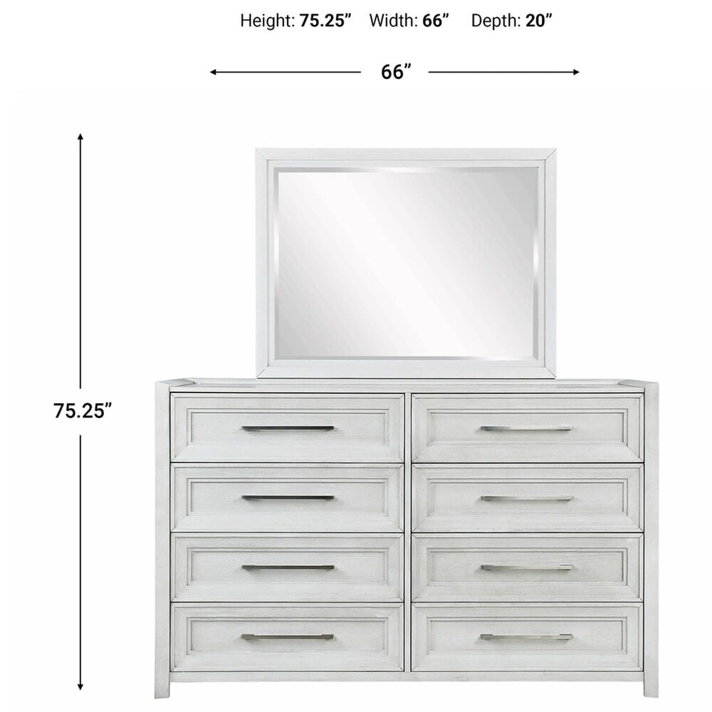 Sasha Lee 8-Drawer Dresser and Mirror in Brushed White, , large