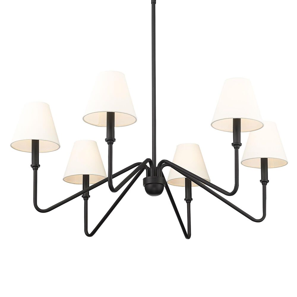 Golden Lighting Kennedy 6-Light Chandelier with Ivory Shade in Natural Black, , large
