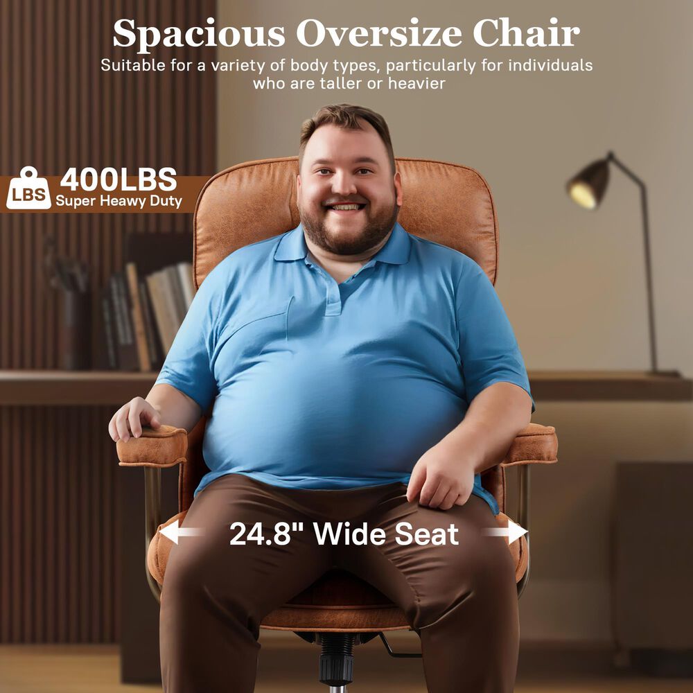 HOMLUX High Back Executive Office Chair with Suede Leather in Brown, , large