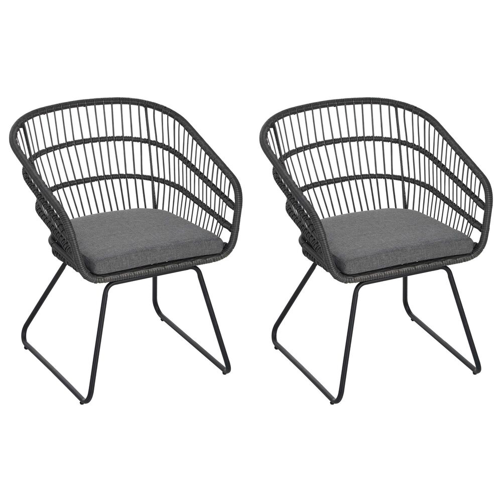 Hearth and Haven Terry Outdoor Dining Club Chair in Gray (Set of 2), , large
