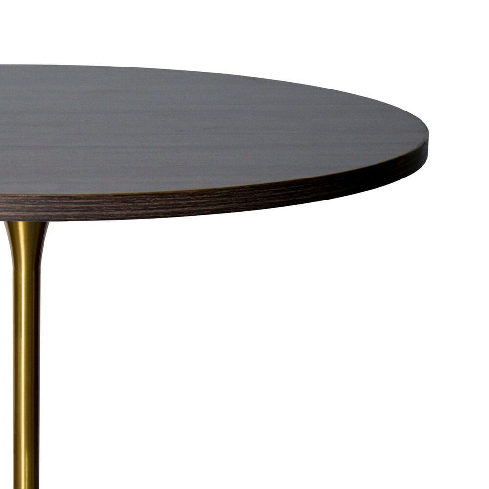 Leisuremod LeisureMod Verve Collection Modern Bar Height Table Brushed Gold Base with 48 Round Dark Walnut MDF Top, , large