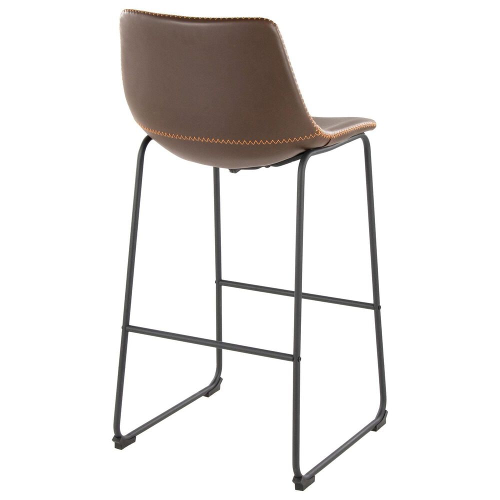 Lumisource Duke Fixed-Height Barstool with Espresso and Orange Cushion in Black, , large