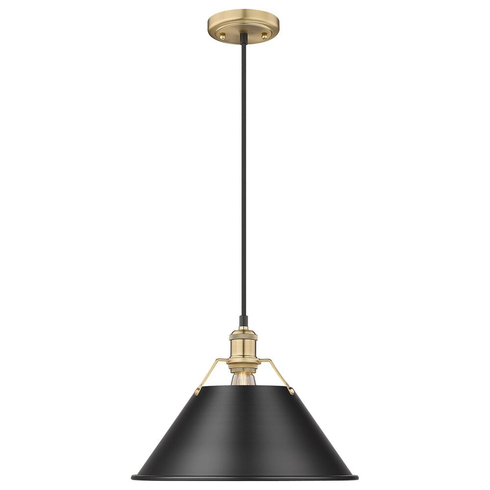Golden Lighting Orwell 1-Light Wide Large Pendant with Matte Black Shade in Brushed Champagne Bronze, , large