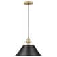 Golden Lighting Orwell 1-Light Wide Large Pendant with Matte Black Shade in Brushed Champagne Bronze, , large