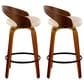 LumiSource Grotto 26" Swivel Counter Stool with Cream Faux Leather Upholstery in Walnut and Black (Set of 2), , large