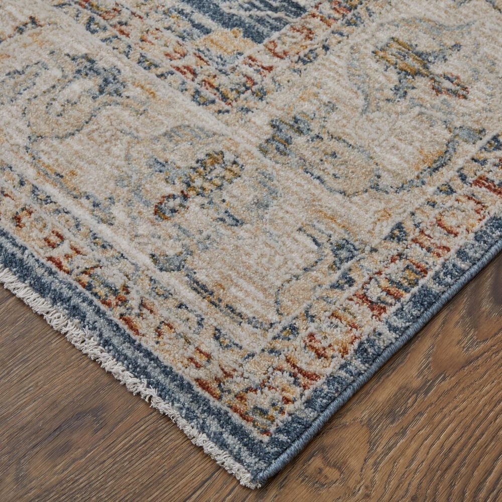 Feizy Pasha 2&#39;6&quot; x 7&#39;3&quot; Blue and Ivory Runner, , large