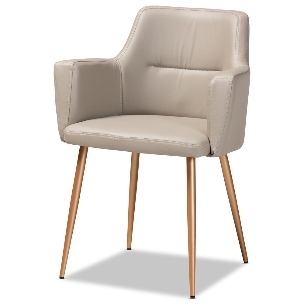 Baxton Studio Martine Dining Chair in Beige/Gold, , large