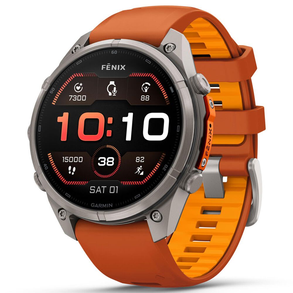 Garmin fenix 9 Pro Smartwatch 47mm Titanium with Autumn Orange and Spark Orange Silicone Band, , large
