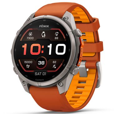 Garmin fenix 9 Pro Smartwatch 47mm Titanium with Autumn Orange and Spark Orange Silicone Band, , large