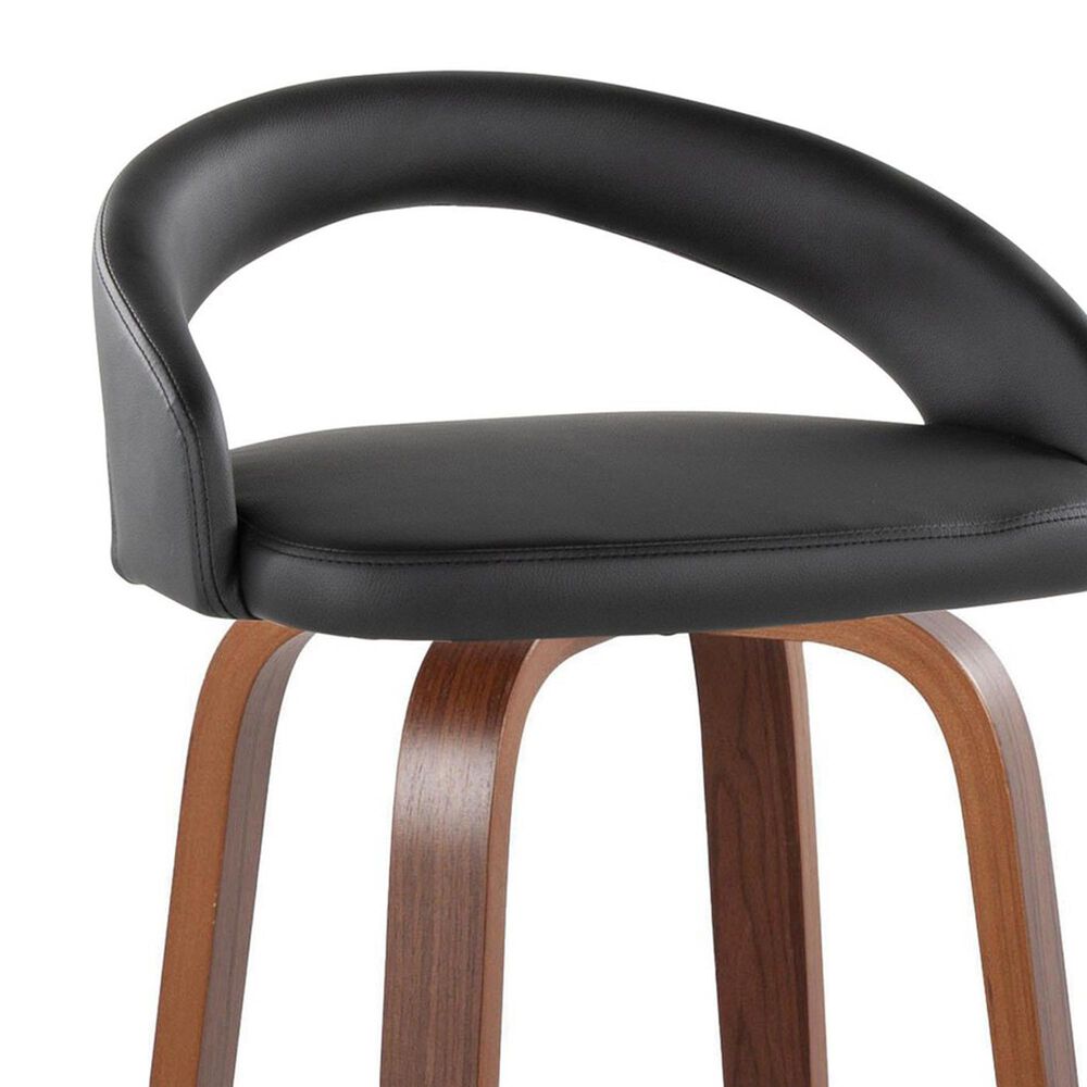 LumiSource Grotto Swivel Bar Stool with Black Velvet Upholstery in Walnut Wood and Black (Set of 2), , large