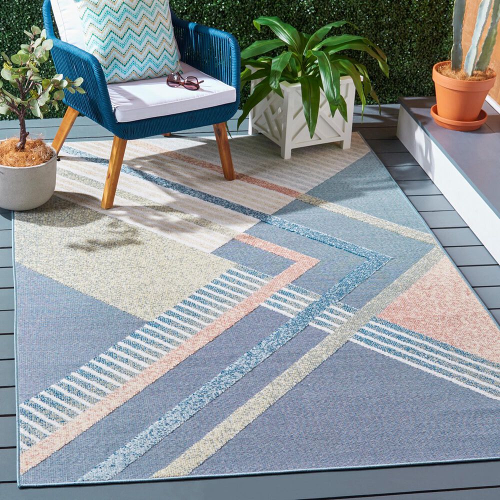 Safavieh Sarasota 4&#39;5&quot; x 6&#39;5&quot; Blue and Light Green Indoor/Outdoor Area Rug, , large