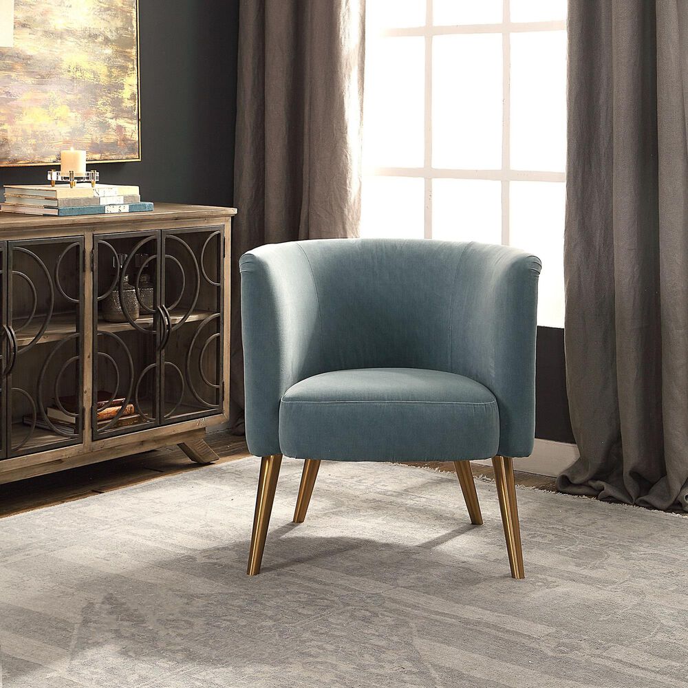 Uttermost Haider Accent Chair in Slate Blue Velvet, , large