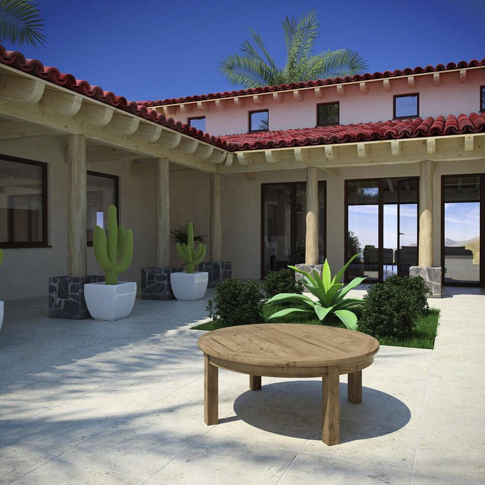 Modway Marina Outdoor Patio Teak Round Coffee Table in Natural NFM