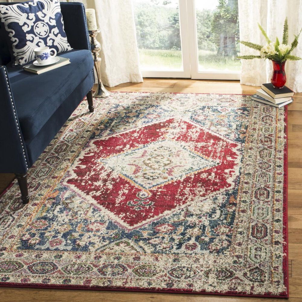 Safavieh Monaco MNC257A 4&#39; x 5&#39;7&quot; Ivory and Red Area Rug, , large