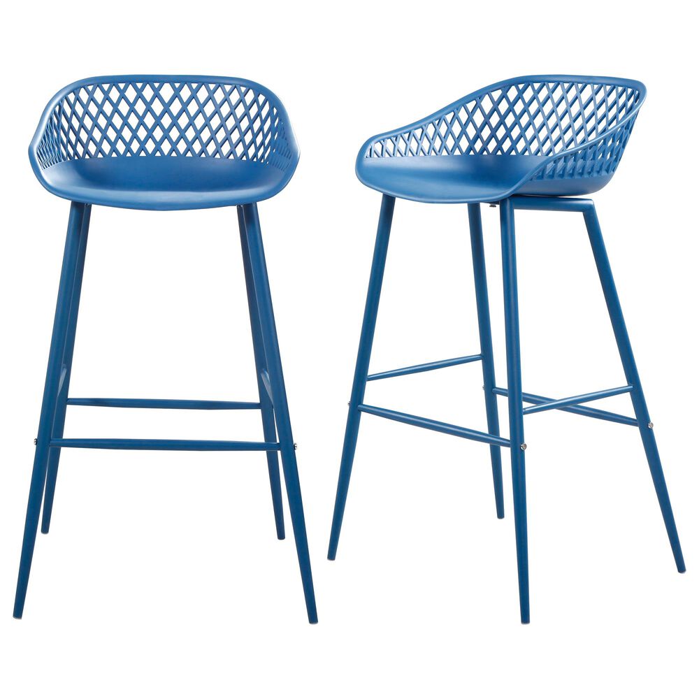 Moe"s Home Collection Piazza Patio Barstool in Blue (Set of 2), , large