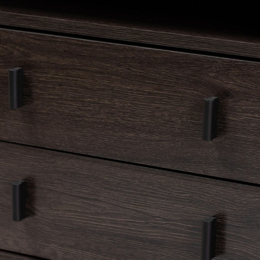 Baxton Studio Glover 2-Drawer Nightstand in Dark Brown and Black, , large
