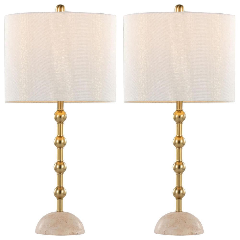 LumiSource Malibu Table Lamp with Off-White Shade in Gold (Set of 2), , large