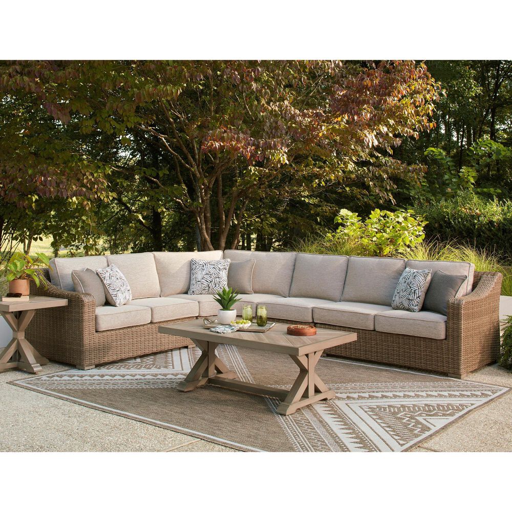 Ashley Laguna Heights 4-Piece Outdoor Sectional in Beige, , large