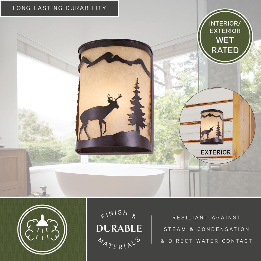 Vaxcel Bryce 1-Light Deer Wall Sconce in Burnished Bronze, , large