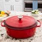 Lodge Cast Iron Essential Enamel 7-Quart Oval Cast Iron Dutch Oven in Red, , large