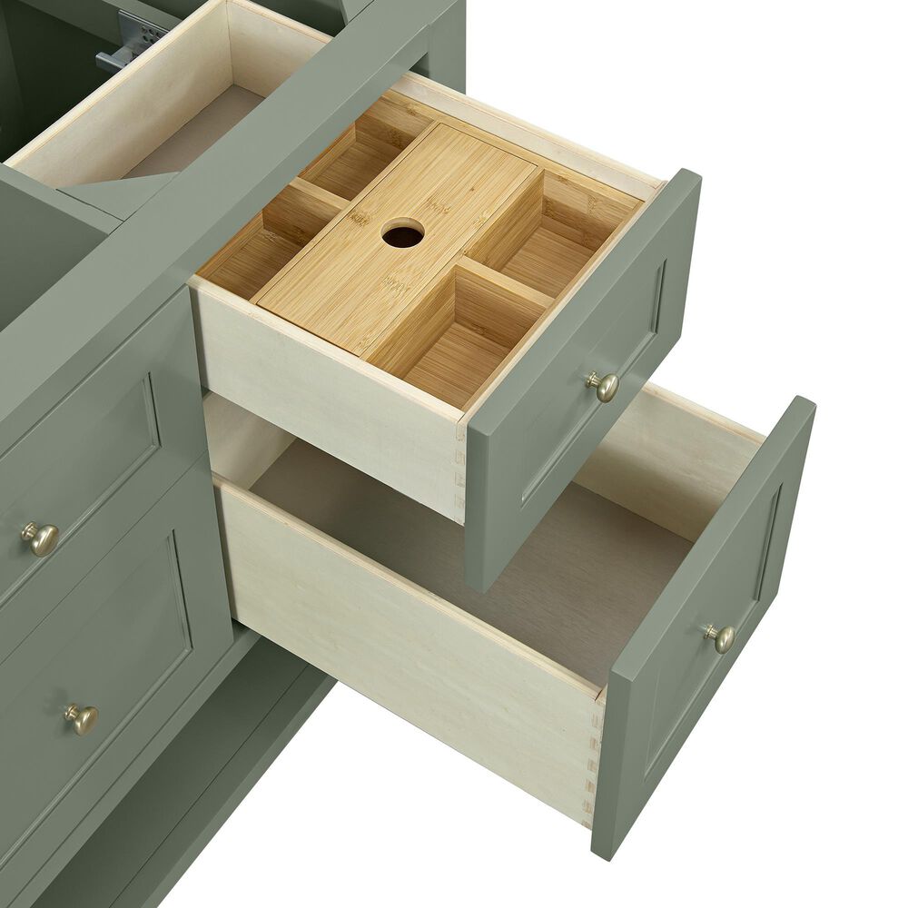 James Martin Vanities Breckenridge 60" Single Bathroom Vanity in Smokey Celadon with 3 cm White Zeus Quartz Top and Rectangular Sink, , large