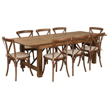 Flash Furniture Hercules 9-Piece 8" Rectangular Folding Table Set in Brown, , large