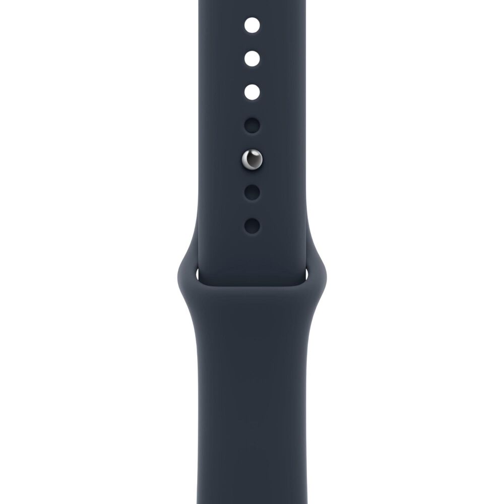 Apple Watch SE 3 (GPS) 44mm Midnight Aluminum Case with Navy Blue Sport Band - S/M and 2-Year AppleCare+, , large