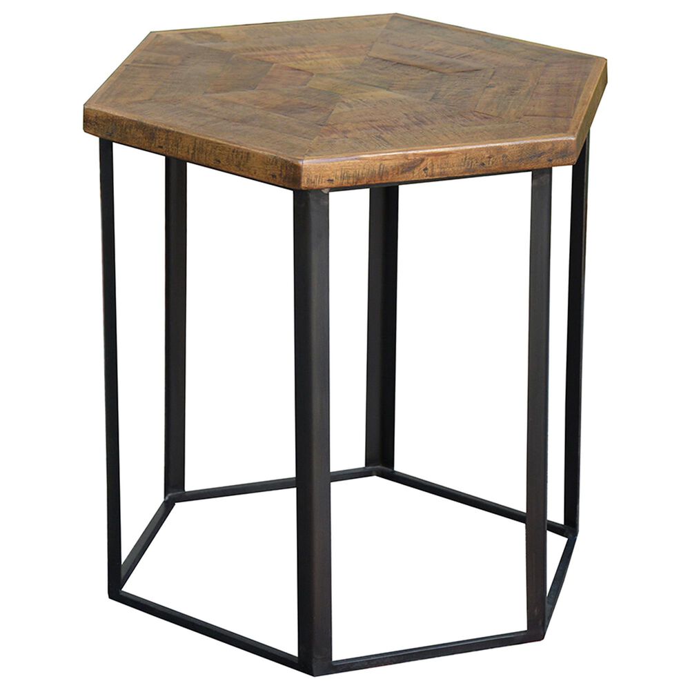 Blue Sun Designs Renee End Table in Reclaimed Mango and Black, , large