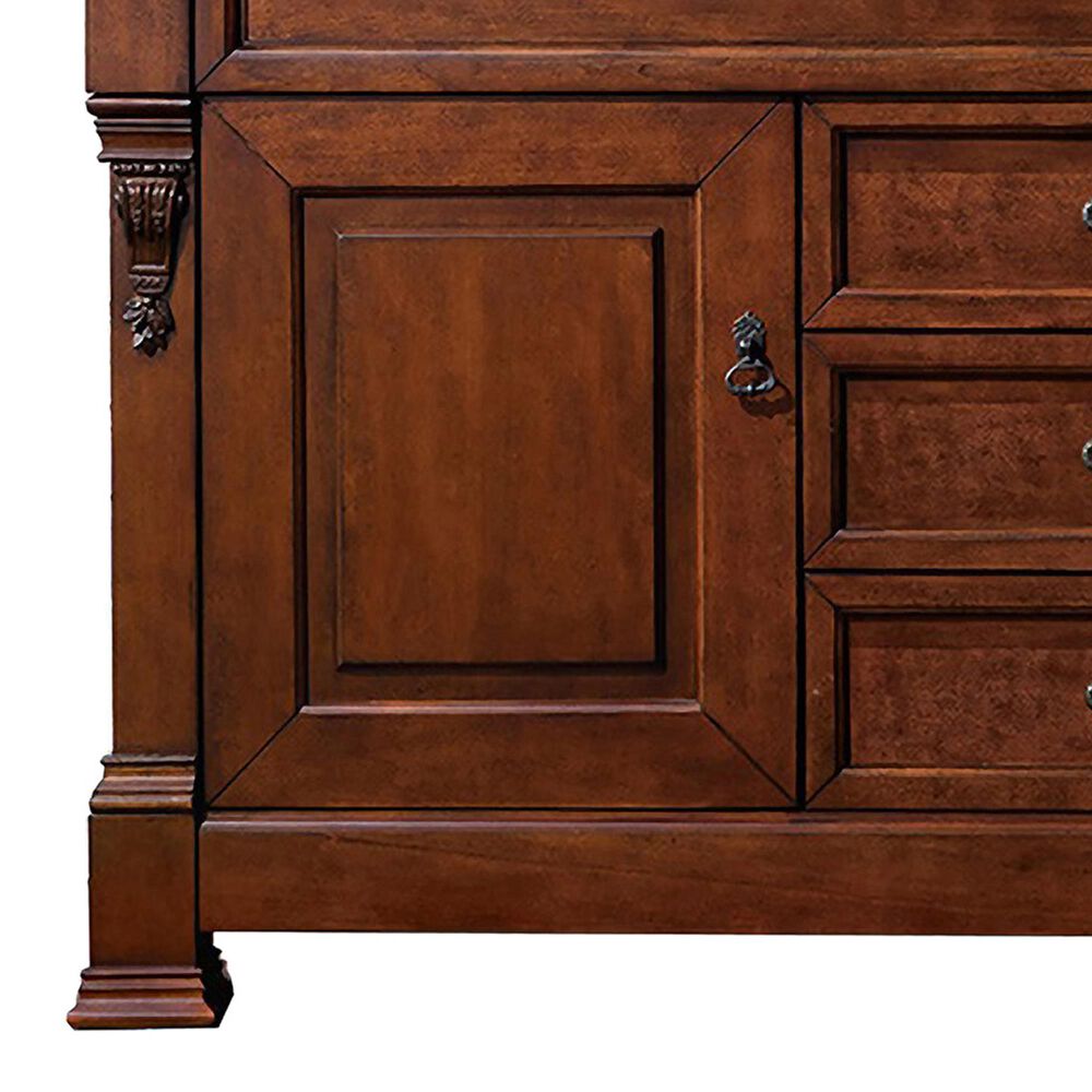 James Martin Vanities Brookfield 60&quot; Double Bathroom Vanity in Warm Cherry with 3 cm Charcoal Soapstone Quartz Top and Rectangle Sink, , large