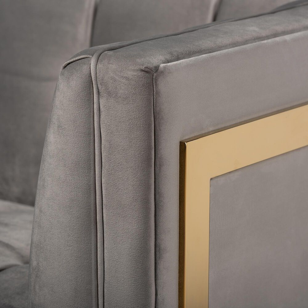 Baxton Studio Ambra Stationary Sofa in Grey Velvet, , large