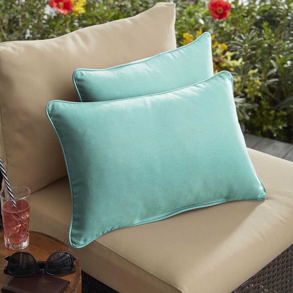 Sorra Home Sunbrella 13" x 20" Pillow in Canvas Aruba (Set of 2), , large