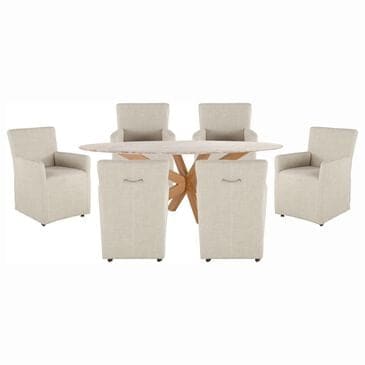 Home Trends & Design Malibu and Peabody 7-Piece Oval Dining Set in Antique Gold and Sawar White, , large