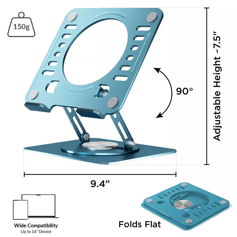 Uncaged Ergonomics Laptop Swivel Stand | Laptop Riser in Silver, , large