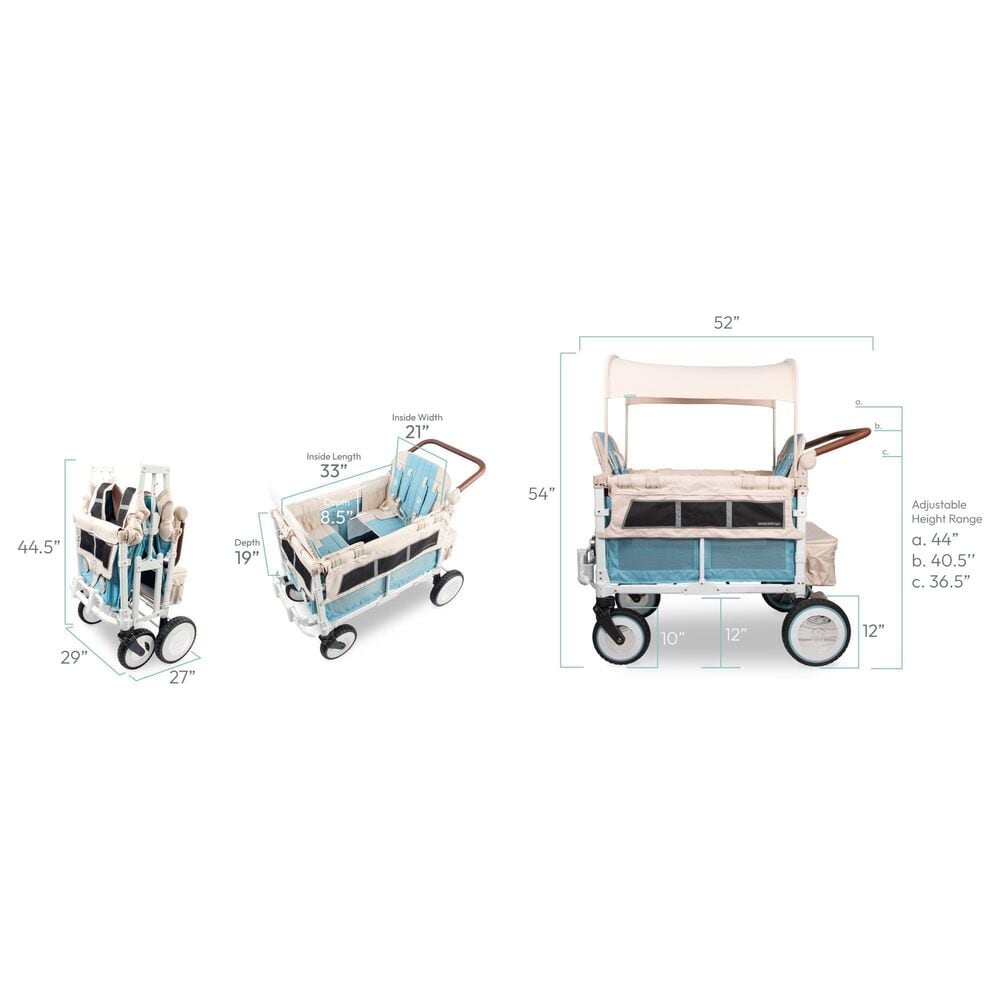 Wonderfold Volkswagen 4-Seater Stroller Wagon in Bondi Blue, , large