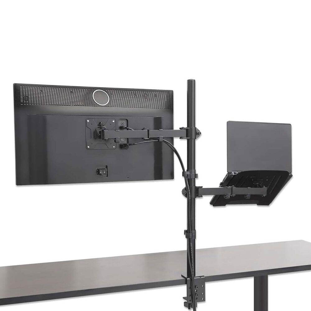 Manhattan Desktop Combo Mount with Monitor Arm and Laptop Stand in Black, , large