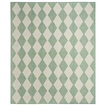 Nourison Positano Geometric Blue and Green 7" x 10" Indoor/Outdoor Area Rug, , large
