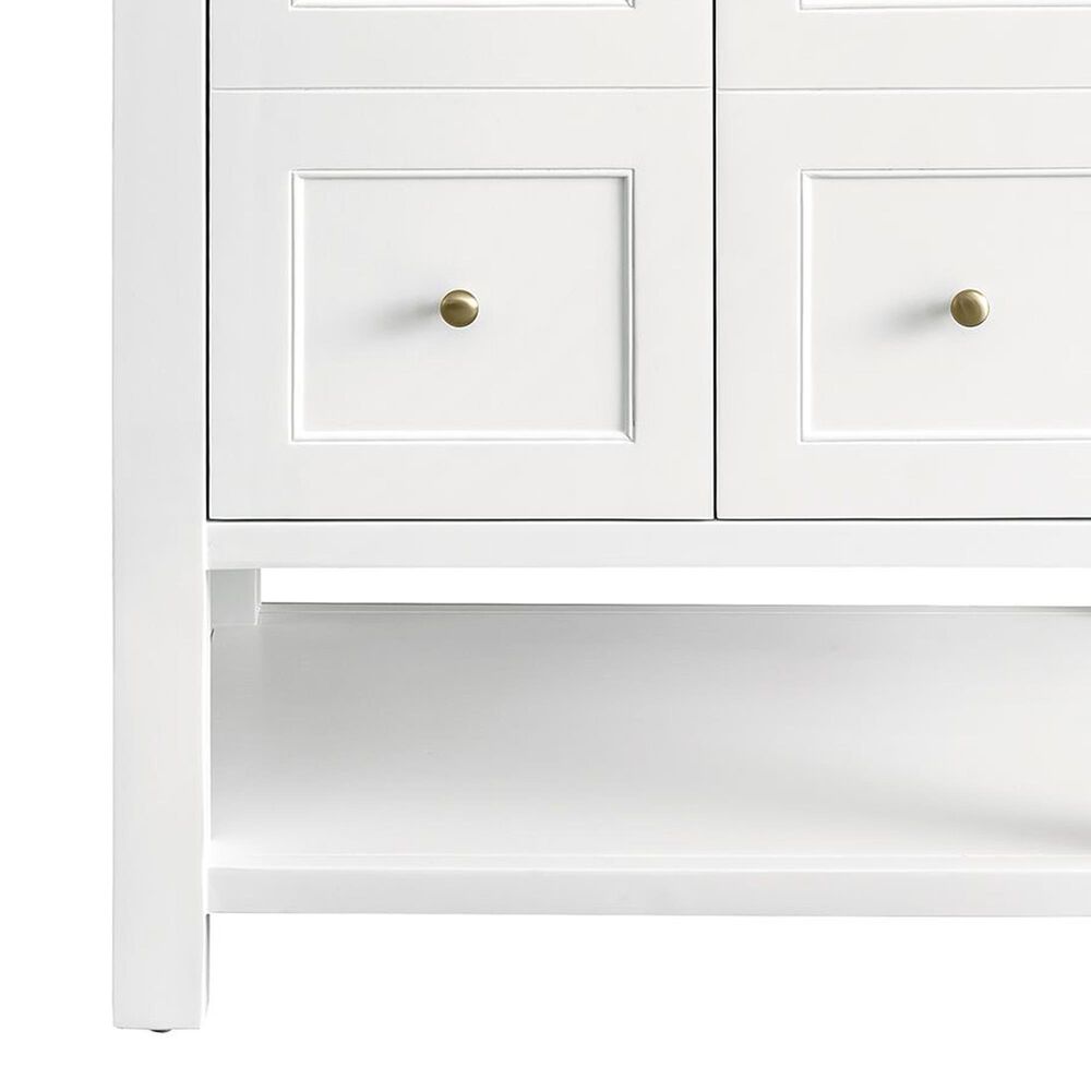 James Martin Vanities Breckenridge 30&quot; Single Bathroom Vanity in Bright White with 3 cm Arctic Fall Solid Surface Top and Rectangular Sink, , large