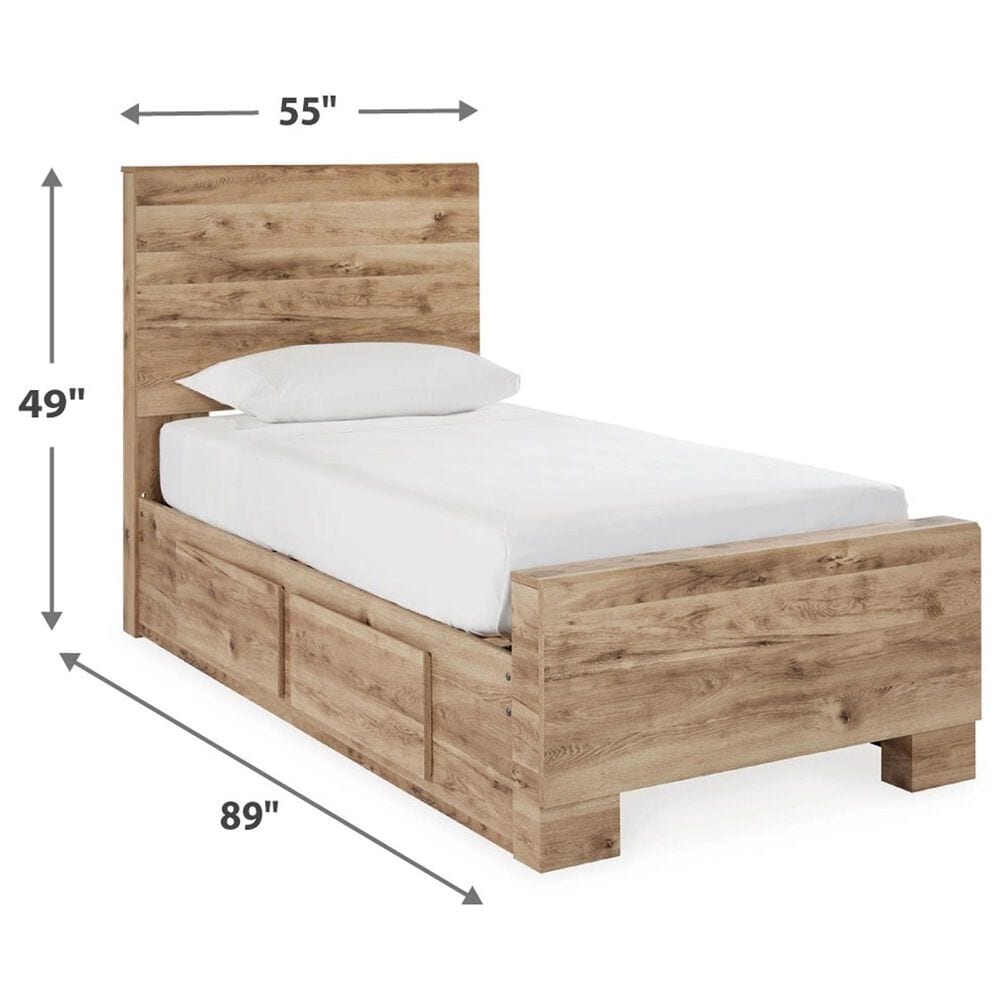Ashley Hyanna Twin Panel Bed with 1 Side Storage in Tan Brown, , large