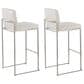 Lumisource Fuji High Back Barstool with Beige Fabric in Stainless Steel (Set of 2), , large