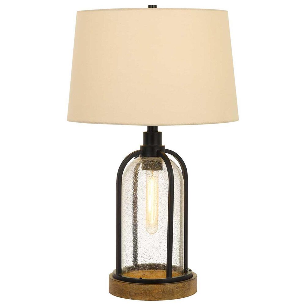 Cal Lighting Ciney Table Lamp in Black and Wood, , large
