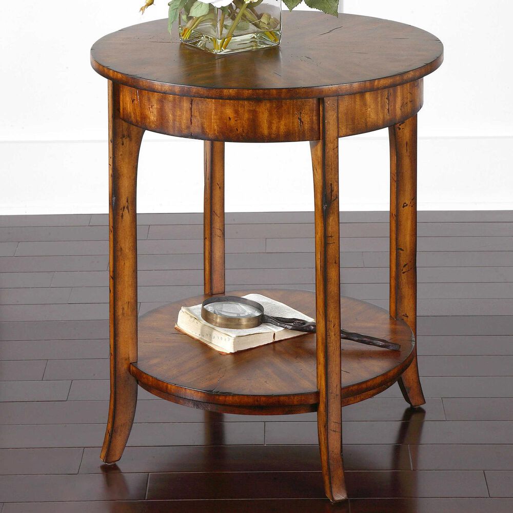 Uttermost Carmel Lamp Table in Light Brown Wood, , large