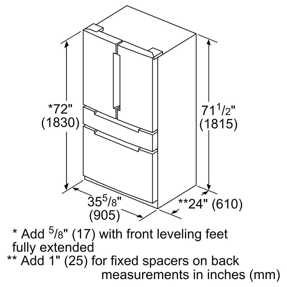 Bosch 800 Series 36" Counter Depth French Door Bottom Mount Refrigerator in Stainless Steel