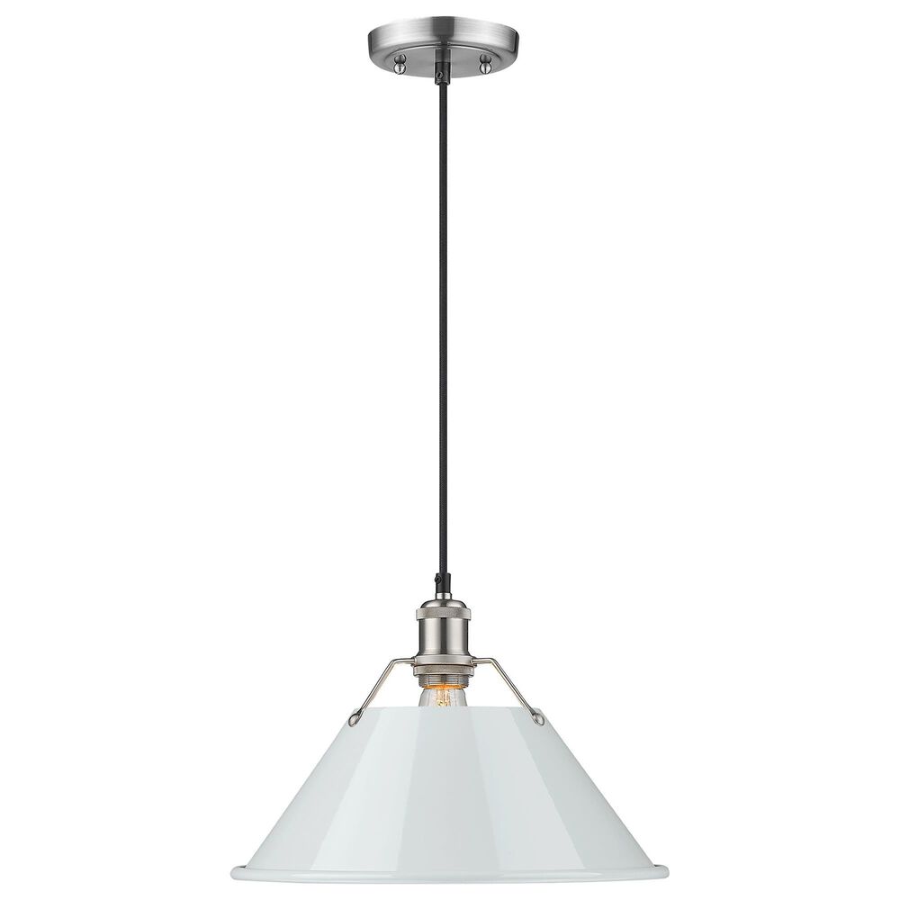 Golden Lighting Orwell 1-Light Wide Large Pendant with Dusky Blue Shade in Pewter, , large