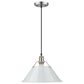 Golden Lighting Orwell 1-Light Wide Large Pendant with Dusky Blue Shade in Pewter, , large