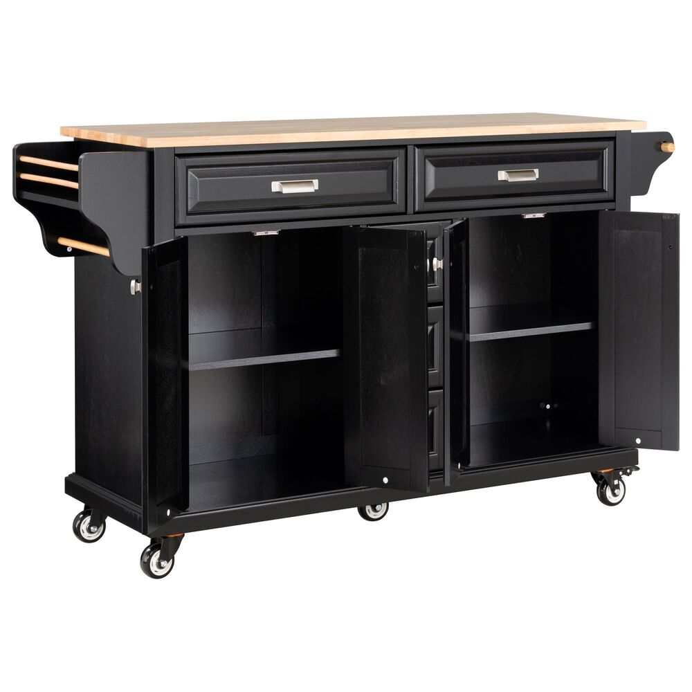 HOMLUX Kitchen Island Cart with Storage Cabinet in Black, , large