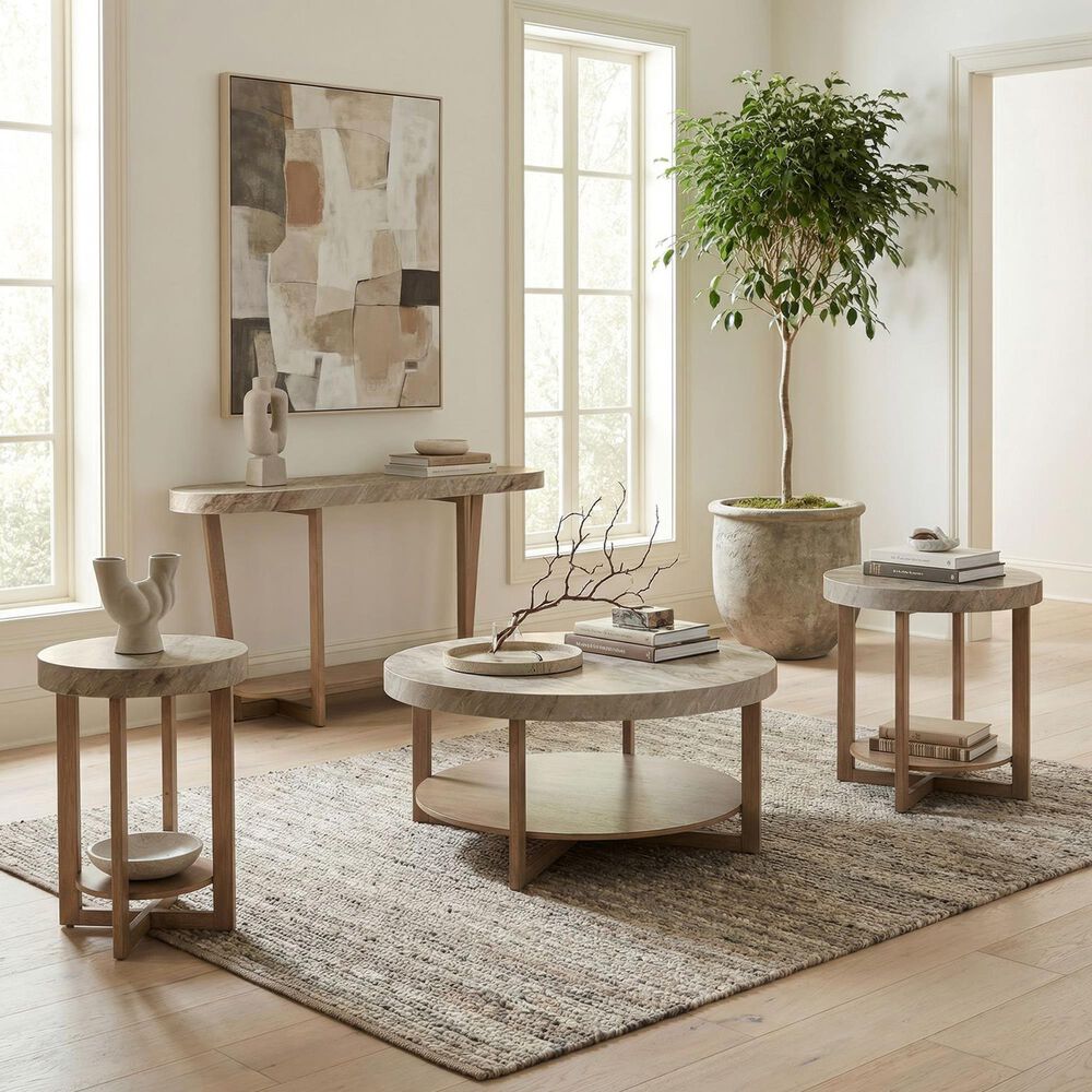 Belle Furnishings Danby Chairside Table in Nutmeg and Alabaster, , large